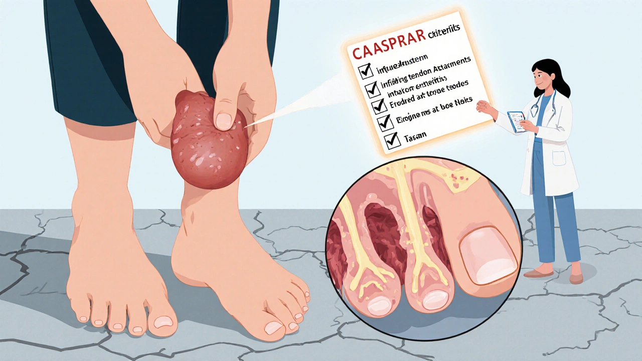 Person holding swollen toe with magnified view of tendon and bone damage.