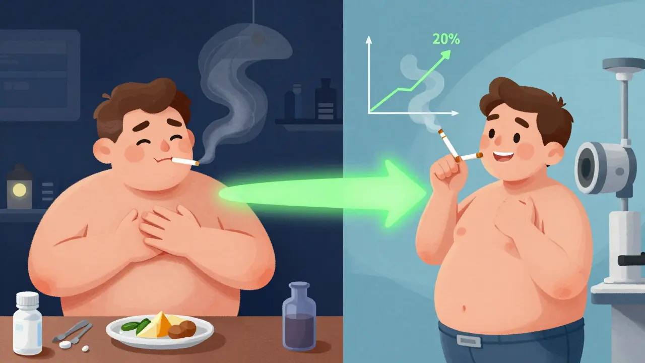Before and after comparison of a man reducing GERD risks through lifestyle changes and medical care.