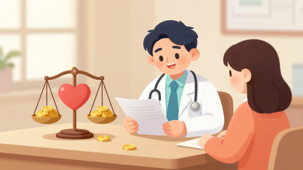 Doctor and patient discussing healthcare options.