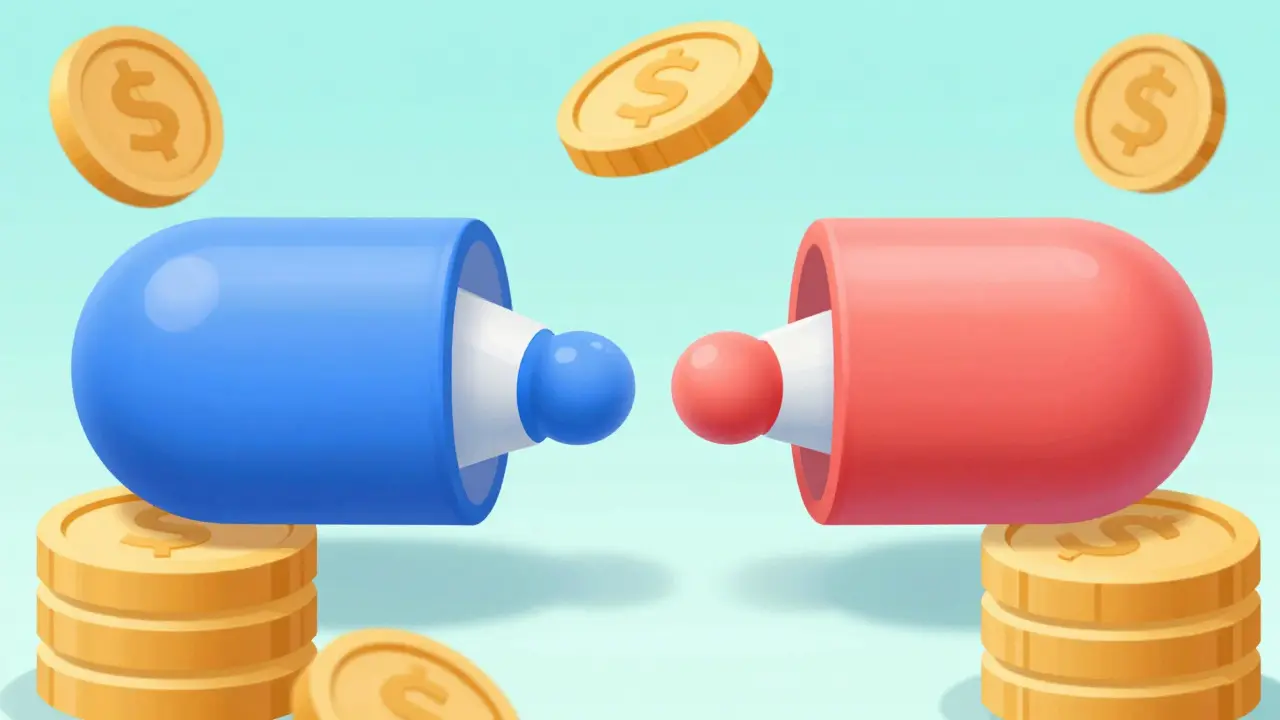 Visual comparison of combined versus separate pills.